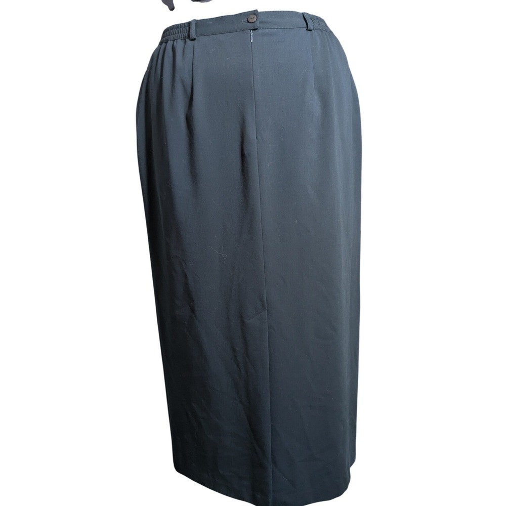 Vintage Corporate Goth Skirt Black Back Vent Long Maxi 18W - Picture 2 of 8